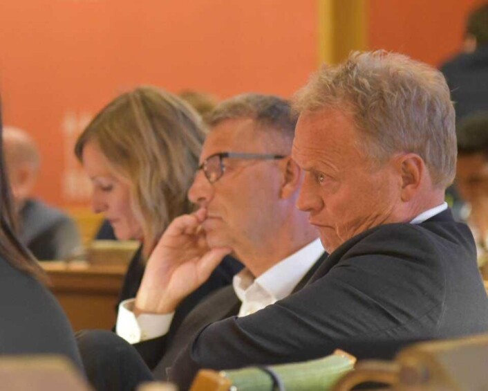 Fra høyre; byrådsleder Raymond Johansen (Ap), finansbyråd Robert Steen (Ap) og kunnskapsbyråd Inga Marthe Thorkildsen (SV). Foto: Per-Trygve Hoff Fra høyre; byrådsleder Raymond Johansen (Ap), finansbyråd Robert Steen (Ap) og kunnskapsbyråd Inga Marthe Thorkildsen (SV). Foto: Per-Trygve Hoff