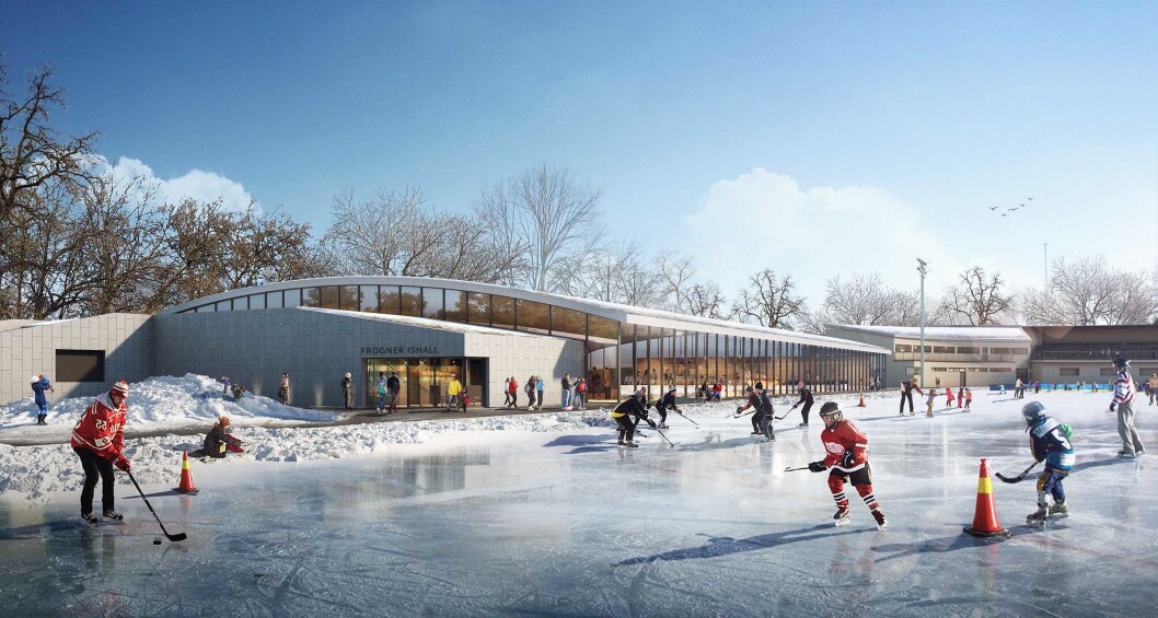 Det nye ishallen skape gode muligheter for kunstløpere og hockeyspillere. Illustrasjon: Dyrvik Arkitekter AS Det nye ishallen skape gode muligheter for kunstløpere og hockeyspillere. Illustrasjon: Dyrvik Arkitekter AS