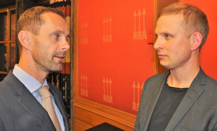Hverken Venstres gruppeleder Hallstein Bjercke (til v.) eller KrFs Erik Lunde godtar kutt i kommunens tilskudd til Frelsesarmeens rusomsorg. Foto: Arnsten Linstad Hverken Venstres gruppeleder Hallstein Bjercke (til v.) eller KrFs Erik Lunde godtar kutt i kommunens tilskudd til Frelsesarmeens rusomsorg. Foto: Arnsten Linstad