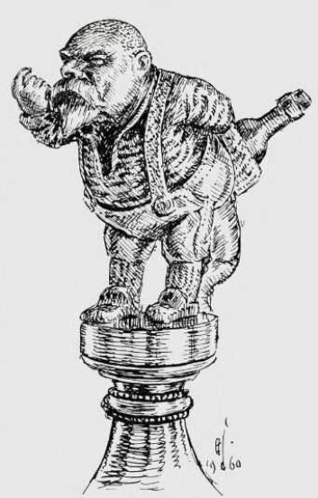 Nils Gladelig er udødeliggjort på toppen av Kunstnerforeningens punsjebolle. Punsjebollen er utført av Brynjulf Bergslien, som også har laget Karl Johans rytterstatue. Nils Gladelig er udødeliggjort på toppen av Kunstnerforeningens punsjebolle. Punsjebollen er utført av Brynjulf Bergslien, som også har laget Karl Johans rytterstatue.