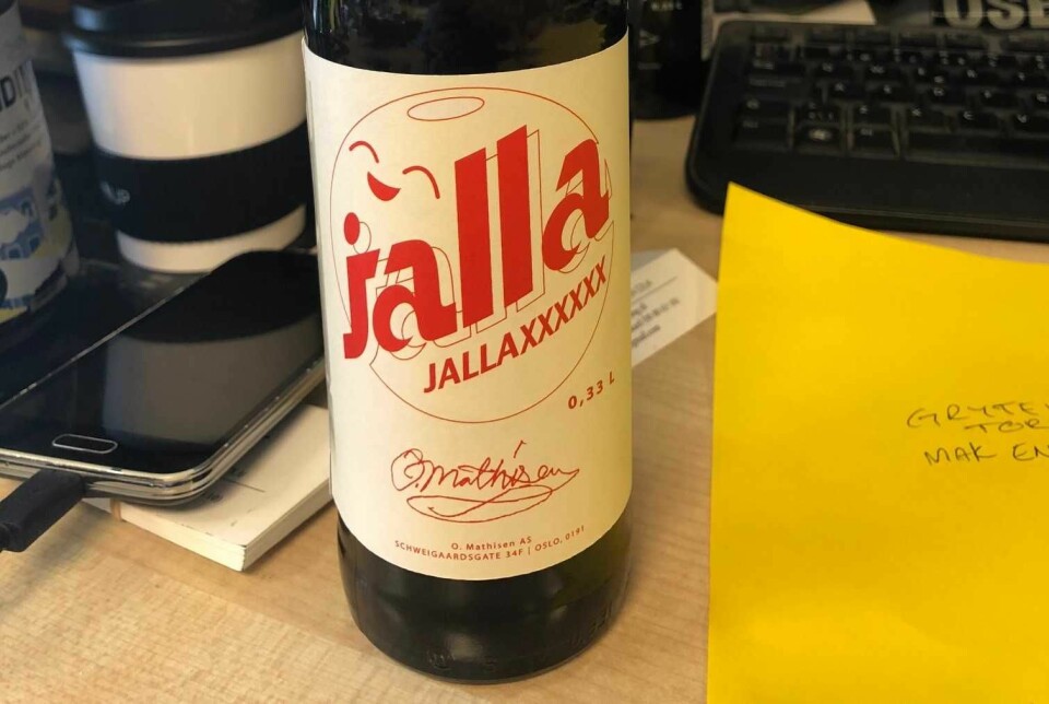 Slik ser det nye merket til Jallasprite ut. Det var det beste navnet, ifølge Rikard Svensk. Foto: O. Mathisen