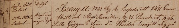 Fra loggboken til fregatten Fröja, som bevares i Riksarkivet i Stockholm. Her står det, om en av morgensaluttene en av disse dagene sommeren 1821 i Christiania: "Tisdag a.m: kl 4. Lossades ett 24 punds Canon Skott och Slogs Revaille, kl. ½ 5. Purrade ut, kl ½ 6. Satte Giggen i Sjøn .. Winden Dragitt Sig på." I tillegg leser vi at det var "disigt" kl. 4 og at kl. 8 var det "klart med någon disen". Fra loggboken til fregatten Fröja, som bevares i Riksarkivet i Stockholm. Her står det, om en av morgensaluttene en av disse dagene sommeren 1821 i Christiania: "Tisdag a.m: kl 4. Lossades ett 24 punds Canon Skott och Slogs Revaille, kl. ½ 5. Purrade ut, kl ½ 6. Satte Giggen i Sjøn .. Winden Dragitt Sig på." I tillegg leser vi at det var "disigt" kl. 4 og at kl. 8 var det "klart med någon disen".