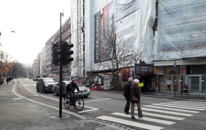 Siste Sangs fasade i Grønlandsleiret blir pusset opp. Foto: Anders Høilund Siste Sangs fasade i Grønlandsleiret blir pusset opp. Foto: Anders Høilund