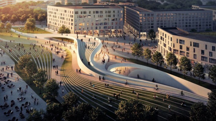 Fornebu stasjon og driftsbase laget av Zaha Hadid Architects og A-lab med prosjektet «Underjordisk landskap» er blant vinnerne i plan- og designkonkurransen for nye T-banestasjoner på Fornebubanen i Oslo og Bærum.<br />Illustrasjon: Fornebubanen / NTB scanpix Fornebu stasjon og driftsbase laget av Zaha Hadid Architects og A-lab med prosjektet «Underjordisk landskap» er blant vinnerne i plan- og designkonkurransen for nye T-banestasjoner på Fornebubanen i Oslo og Bærum.<br />Illustrasjon: Fornebubanen / NTB scanpix