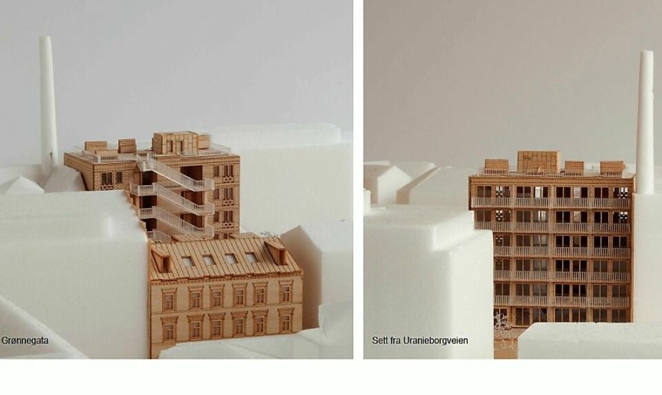 Dette er bilder fra Grape arkitekter som ble sendt til plan- og bygningsetaten i Oslo kommune. Illustrasjon: Grape arkitekter
