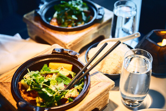 Vi fikk servert deilig tofu og to ingredienser vi ikke kjente igjen. Foto: Kristin Svanæs-Soot Vi fikk servert deilig tofu og to ingredienser vi ikke kjente igjen. Foto: Kristin Svanæs-Soot
