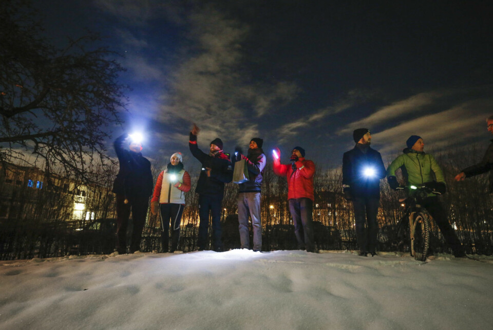 Blinkende sykkelhilsen til barneavdelingen på Ullevål sykehus. Foto: Fredrik Hagen / NTB Scanpix