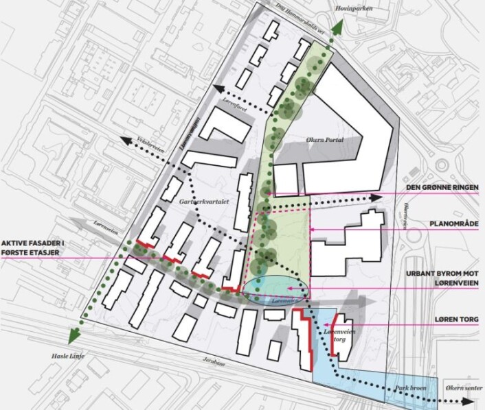 Dette er området i Økernveien 64 hvor den nye aktivitetsparken planlegges bygget. Illustrasjon: Pir II Oslo / Multiconsult Dette er området i Økernveien 64 hvor den nye aktivitetsparken planlegges bygget. Illustrasjon: Pir II Oslo / Multiconsult