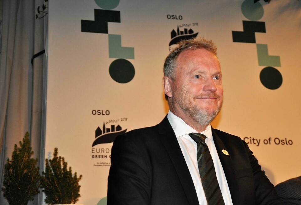 Byrådsleder Raymond Johansen (Ap) på pressekonferanse før den offisielle seremonien der Oslo overtar som EUs miljøhovedstad fra nederlandske Nijmegen. Foto: Arnsten Linstad