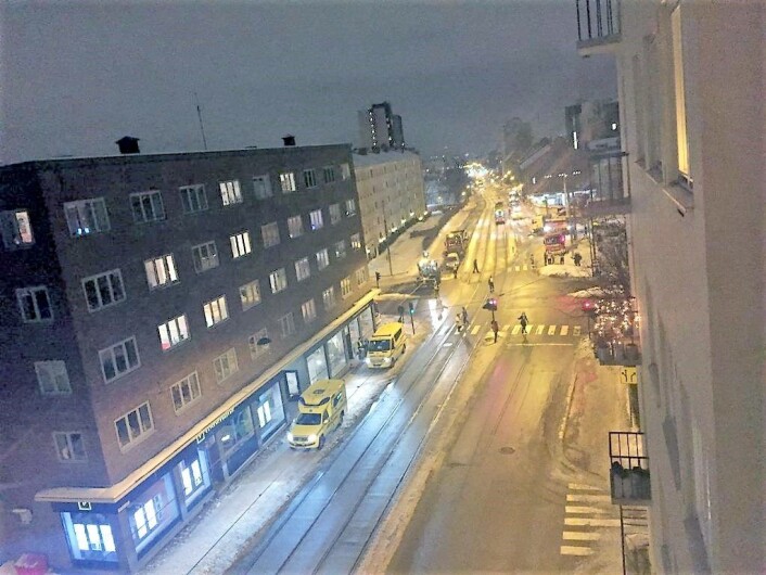 Slik så det ut på ulykkesstedet etter at kvinnen ble påkjørt i februar i fjor. Arkivfoto: Miriam Sandum Næss / VårtOslo Slik så det ut på ulykkesstedet etter at kvinnen ble påkjørt i februar i fjor. Arkivfoto: Miriam Sandum Næss / VårtOslo