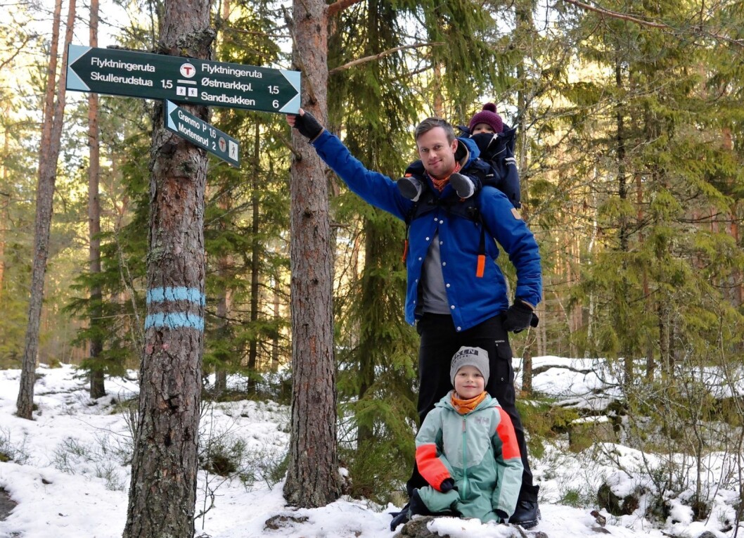 Flyktningeruta reddet mange fra nazistene under krigen. Den er godt skiltet over Skullerudåsen. Foto: Katja Johanne Pihl Flyktningeruta reddet mange fra nazistene under krigen. Den er godt skiltet over Skullerudåsen. Foto: Katja Johanne Pihl