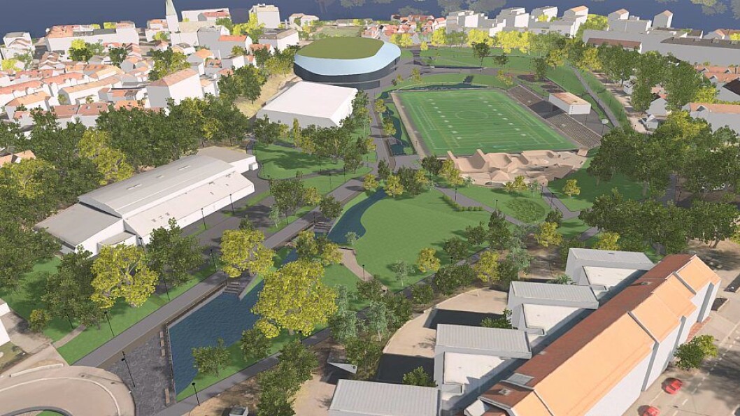Grønne plener med gang- og sykkelveier erstatter parkeringsplasser og bilveier når Nye Jordal Park etter planen skal stå ferdig i juni 2020. Illustrasjon: Oslo kommune Grønne plener med gang- og sykkelveier erstatter parkeringsplasser og bilveier når Nye Jordal Park etter planen skal stå ferdig i juni 2020. Illustrasjon: Oslo kommune