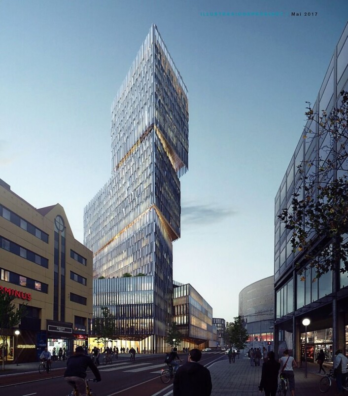 Slik så Thon-gruppen for seg utviklingen av deler av Gunerius-kvartalet tidligere i prosjektet. Illustrasjon: White arkitekter Slik så Thon-gruppen for seg utviklingen av deler av Gunerius-kvartalet tidligere i prosjektet. Illustrasjon: White arkitekter