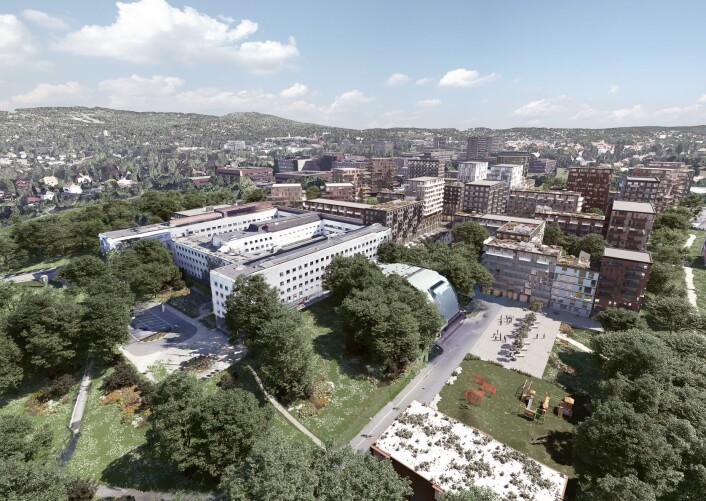 Illustrasjon som viser hvordan Marienlyst i Oslo kan se ut, etter at NRK flytter ut fra området. Kringkastingshuset med Store Studio midt i bildet. Foto: A-LAB / NRK / NTB scanpix Illustrasjon som viser hvordan Marienlyst i Oslo kan se ut, etter at NRK flytter ut fra området. Kringkastingshuset med Store Studio midt i bildet. Foto: A-LAB / NRK / NTB scanpix
