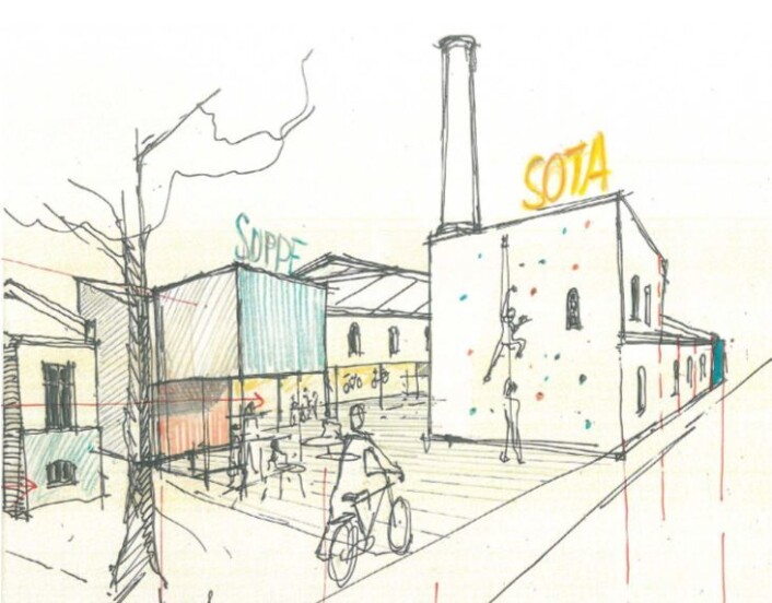 Slik kan arkitektene tenke seg Etterstadgata 6. Skisse fra planinnlegg. Slik kan arkitektene tenke seg Etterstadgata 6. Skisse fra planinnlegg.