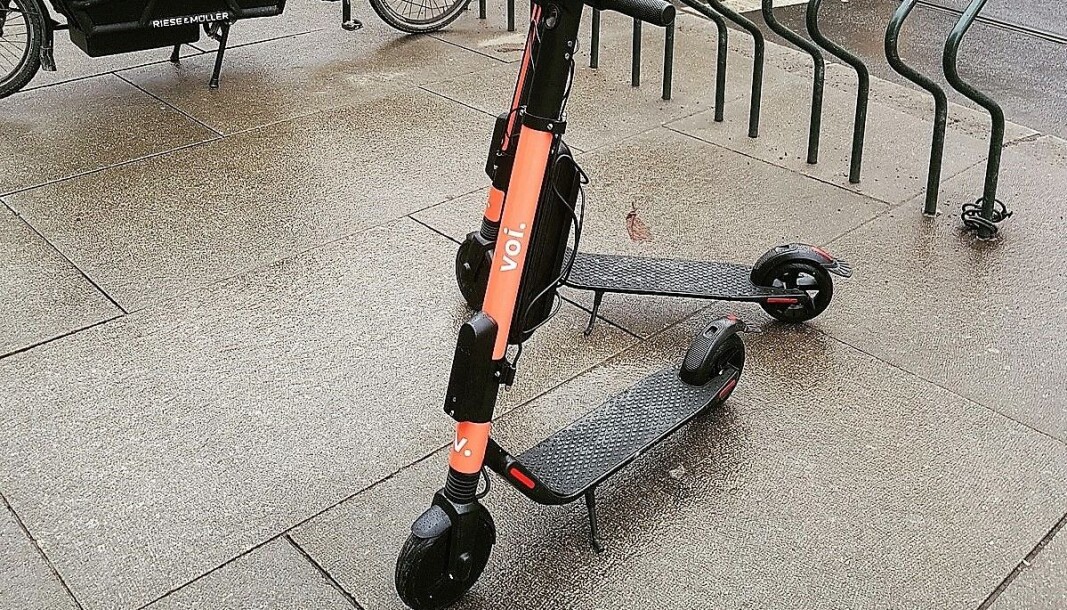 Vois elektriske sparkesykkel avbildet i Oslo sentrum. Vois elektriske sparkesykkel avbildet i Oslo sentrum.