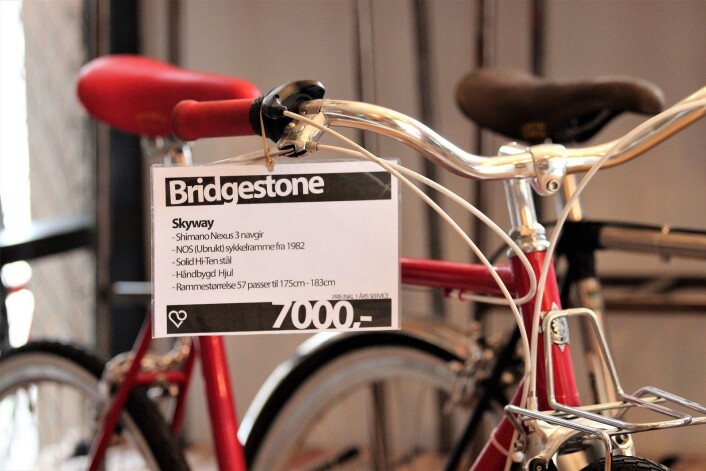 Hos Oslovelo kan du få tak i såkalte new-old-stock Bridgestone-sykler fra 1970- og 80-tallet. Rammen på sykkelen som er avbildet er ubrukt NOS-Bridgestone fra 1982. Foto: André Kjernsli Hos Oslovelo kan du få tak i såkalte new-old-stock Bridgestone-sykler fra 1970- og 80-tallet. Rammen på sykkelen som er avbildet er ubrukt NOS-Bridgestone fra 1982. Foto: André Kjernsli