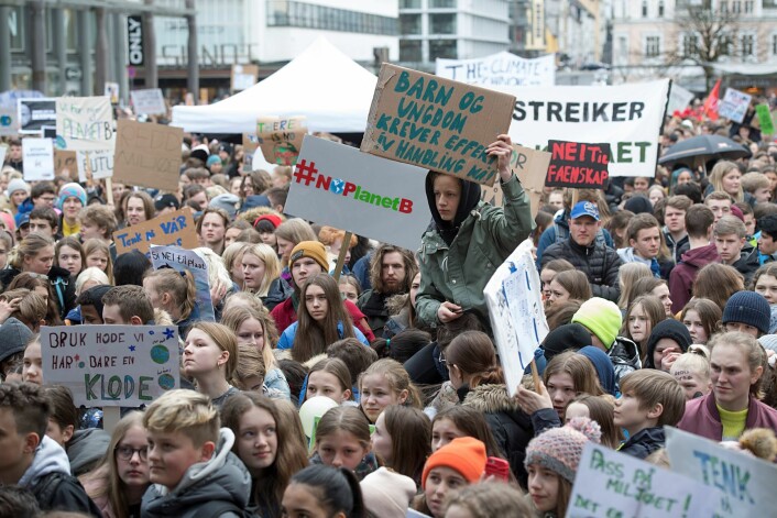 I morgen samler tusenvis av elever seg i klimakamp foran Stortinget. Foto: Marit Hommedal / NTB scanpix