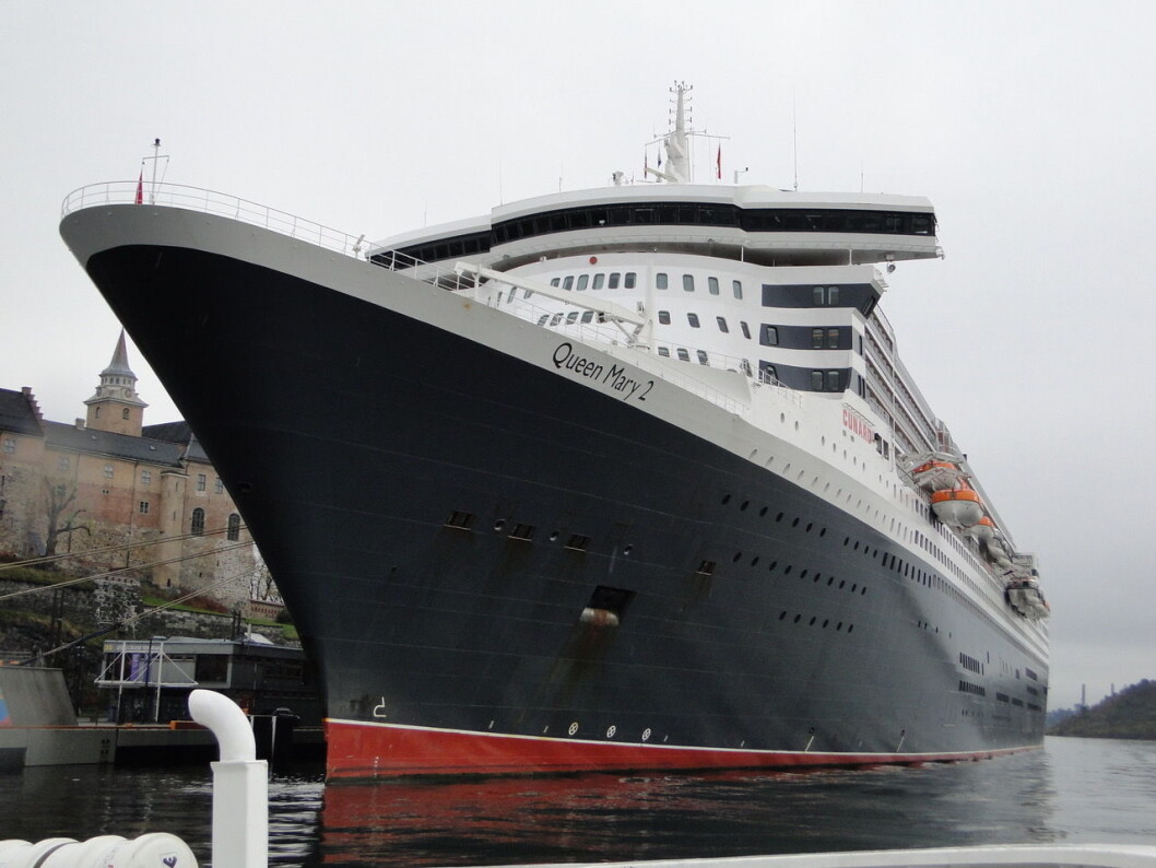 En gigant på Oslobesøk, Queen Mary 2 ved Akershusstranda. Foto: Erik Ødemark En gigant på Oslobesøk, Queen Mary 2 ved Akershusstranda. Foto: Erik Ødemark