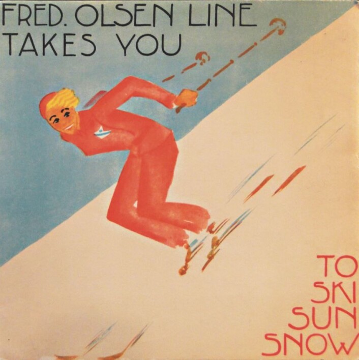 Brosjyre myntet på potensielle britiske vinterturister. Fred. Olsen & Co., mellomkrigstiden. Faksimile: Nasjonalbiblioteket / småtrykkavdelingen Brosjyre myntet på potensielle britiske vinterturister. Fred. Olsen & Co., mellomkrigstiden. Faksimile: Nasjonalbiblioteket / småtrykkavdelingen