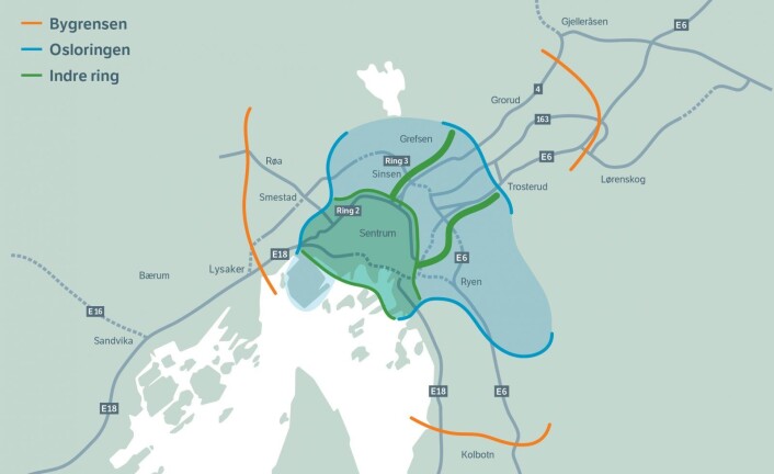Fra og med 1. juni får Oslo i praksis tre bomringer. Nå må også elbiler betale for passering. Illustrasjon: Statens vegvesen Fra og med 1. juni får Oslo i praksis tre bomringer. Nå må også elbiler betale for passering. Illustrasjon: Statens vegvesen