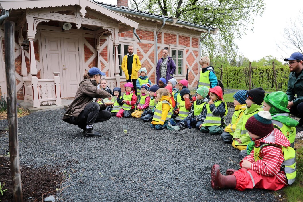 Heftyes barnehage fra St. Hanshaugen får en liten innføring i sunn og bærekraftig mat. Foto: Birgitta Eva Hollander - Heia Folk Heftyes barnehage fra St. Hanshaugen får en liten innføring i sunn og bærekraftig mat. Foto: Birgitta Eva Hollander - Heia Folk