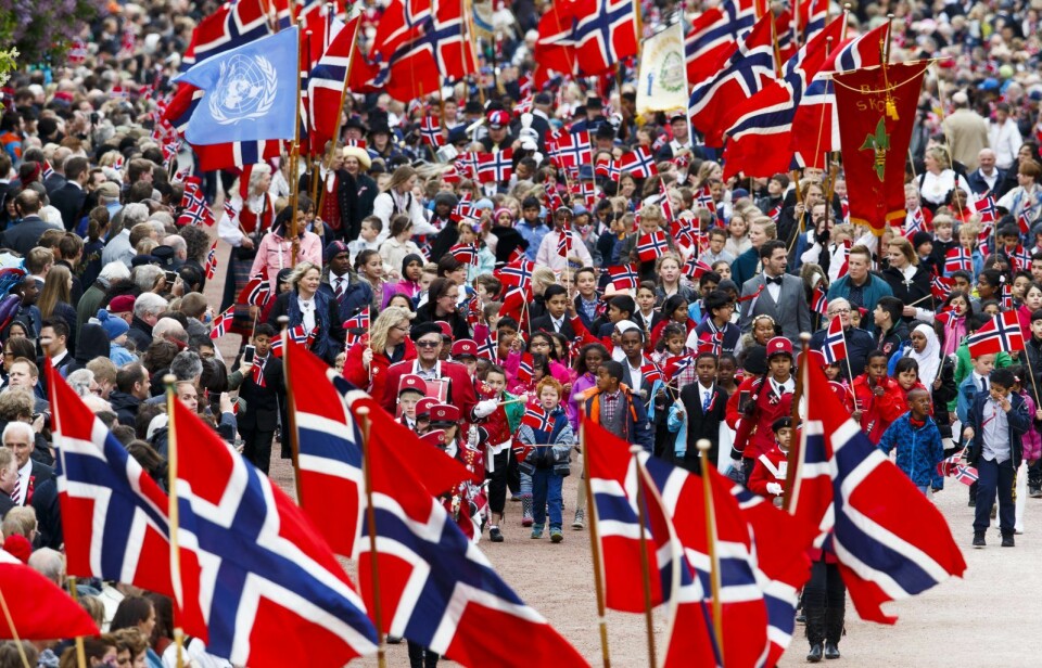 Årets barnetog i Oslo har deltakelse fra 115 skoler. Lenger ned i artikkelen kan du se hele rekkefølgen. Foto: Heiko Junge / NTB scanpix