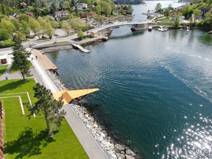 Her i Bekkelagsbadet er alt klart for badeliv. Dronefoto: Edvin Wibetoe Her i Bekkelagsbadet er alt klart for badeliv. Dronefoto: Edvin Wibetoe