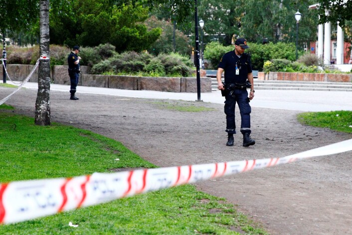 Politiet har sperret av et område på Grünerløkka i Oslo etter mistanke om at skudd har blitt avfyrt. Foto: Audun Braastad / NTB scanpix Politiet har sperret av et område på Grünerløkka i Oslo etter mistanke om at skudd har blitt avfyrt. Foto: Audun Braastad / NTB scanpix