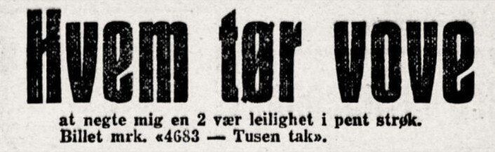 Hvem tør vove. Aftenposten, 1919 Hvem tør vove. Aftenposten, 1919