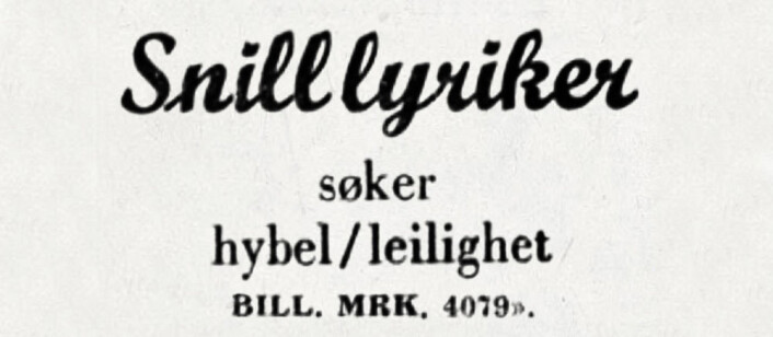 Snill lyriker. Dagbladet, 1970 Snill lyriker. Dagbladet, 1970
