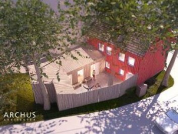 Slik kan det nye tilbygget på baksiden se ut. Illustrasjon: Archus arkitekter Slik kan det nye tilbygget på baksiden se ut. Illustrasjon: Archus arkitekter