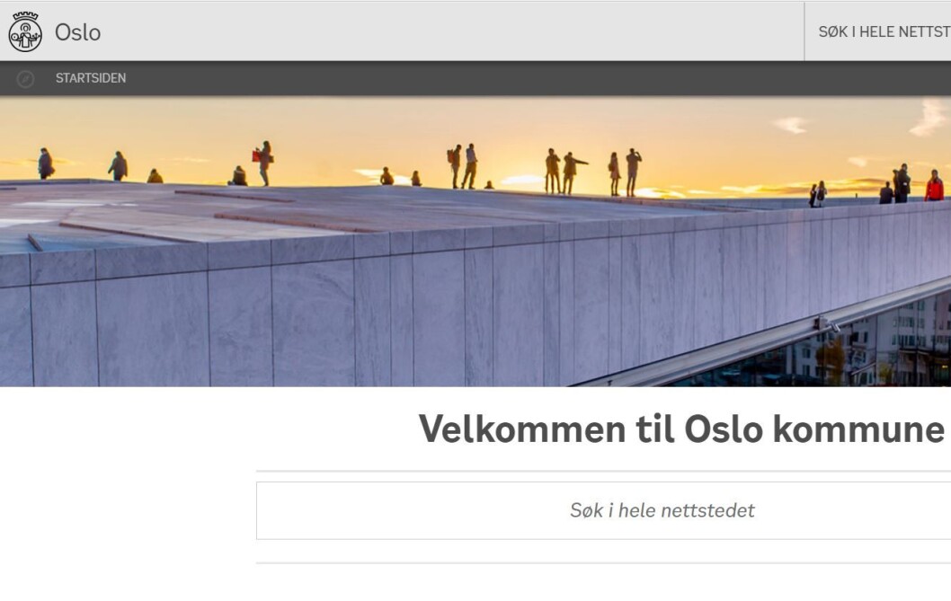Oslo kommune vil ikke stille til intervju om saken, men skriver i en epost at de beklager publiseringen sterkt og at de vil gjennomgå sine rutiner. Illustrasjon: Skjermdump Oslo kommunes nettside Oslo kommune vil ikke stille til intervju om saken, men skriver i en epost at de beklager publiseringen sterkt og at de vil gjennomgå sine rutiner. Illustrasjon: Skjermdump Oslo kommunes nettside