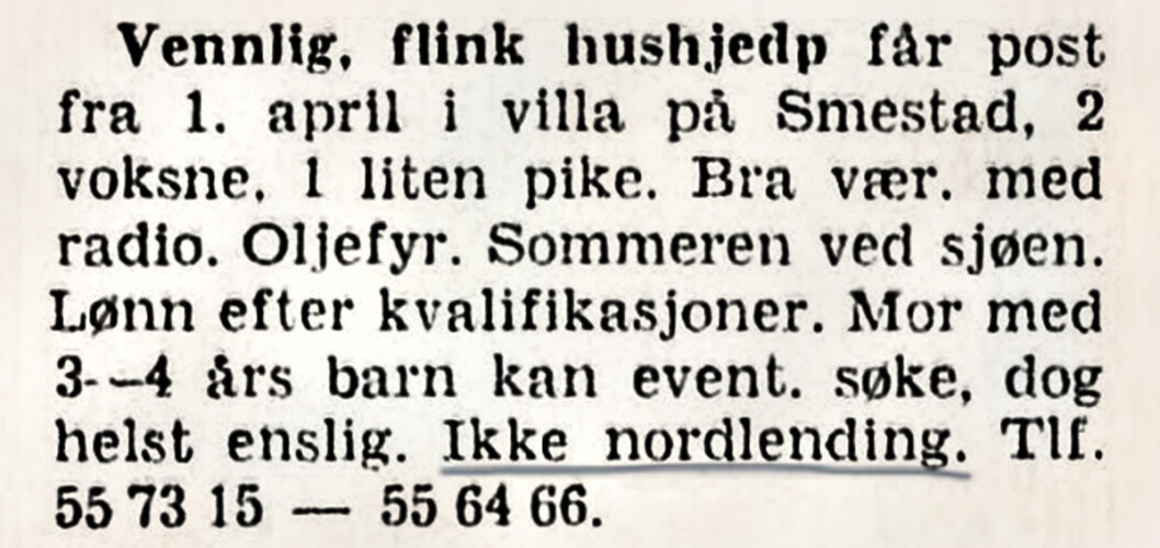Hushjelp på vestkanten. Aftenposten, 1954 Hushjelp på vestkanten. Aftenposten, 1954