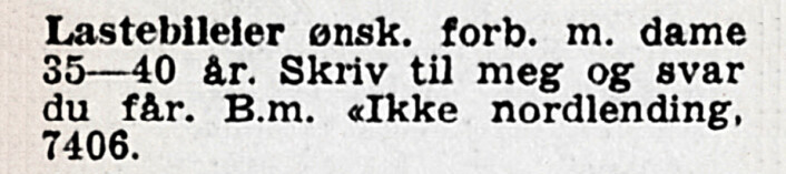 Kresen lastebileier. Adresseavisen, 1956 Kresen lastebileier. Adresseavisen, 1956