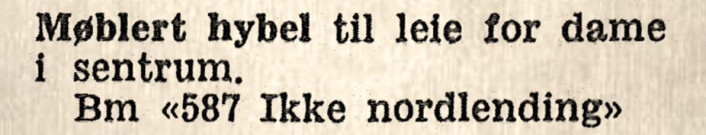 Hybelkaniner, men ikke nordlendinger. Drammens Tidende, 1960 Hybelkaniner, men ikke nordlendinger. Drammens Tidende, 1960