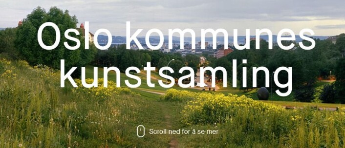 Slik ser nettportalen www.kunstsamling.no ut. Faksimile: Oslo kommune Slik ser nettportalen www.kunstsamling.no ut. Faksimile: Oslo kommune