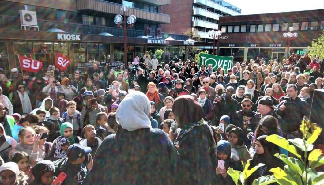 Her fra en tidligere demonstrasjon mot rasisme på Tøyen. Her fra en tidligere demonstrasjon mot rasisme på Tøyen.