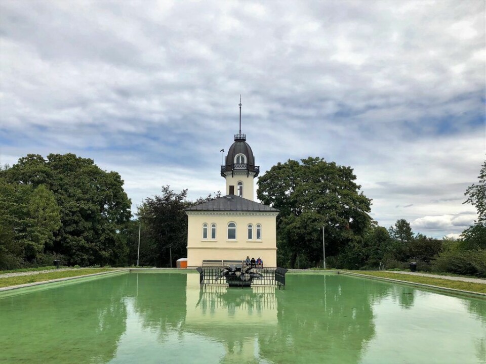 Bassenget ved Tårnhuset på St. Hanshaugen, her med vann sommeren 2018. Foto: Christine Thune