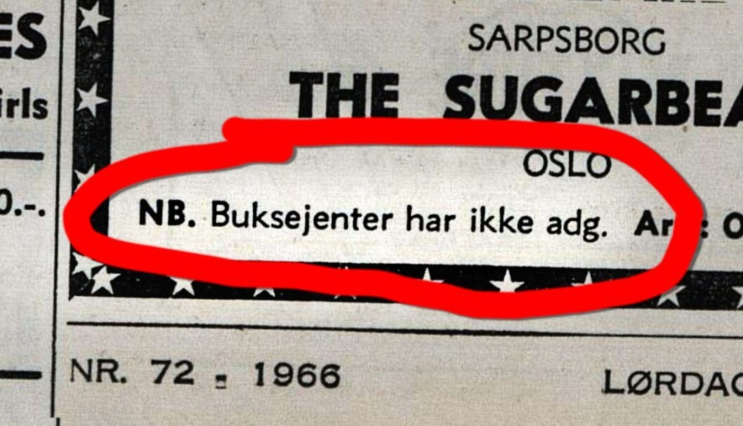 NB. Buksejenter har ikke adgang. NB. Buksejenter har ikke adgang.