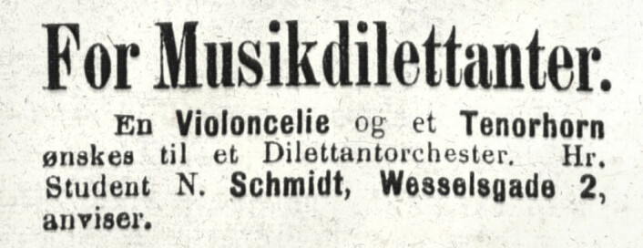 "Dilettant" var opprinnelig et hedersord, brukt om amatører som spilte for fornøyelsens skyld. Aftenposten, 1875