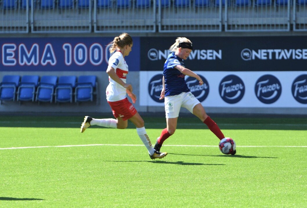 Den danske kantspilleren Rikke Marie Madsen gjorde et svært solid inntrykk i sin Vålerenga-debut. Foto: Christian Boger Den danske kantspilleren Rikke Marie Madsen gjorde et svært solid inntrykk i sin Vålerenga-debut. Foto: Christian Boger