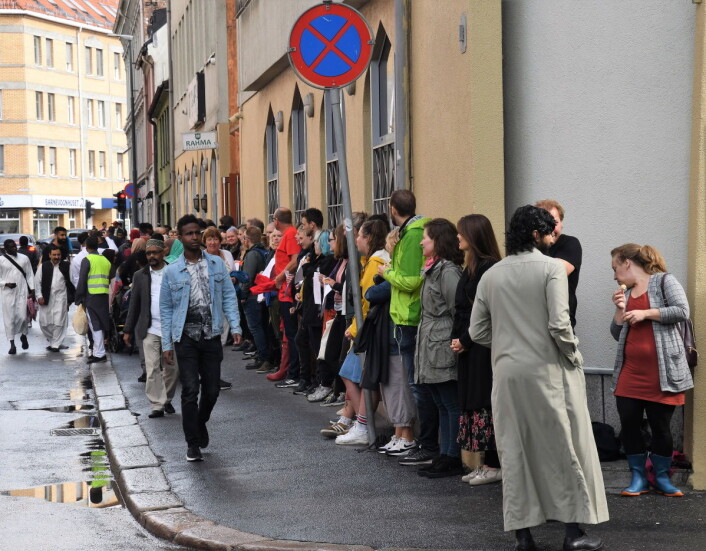 Oppslutningen om søndagens støtteaksjon for oslomoskéene var svært god. Foto: Christian Boger Oppslutningen om søndagens støtteaksjon for oslomoskéene var svært god. Foto: Christian Boger