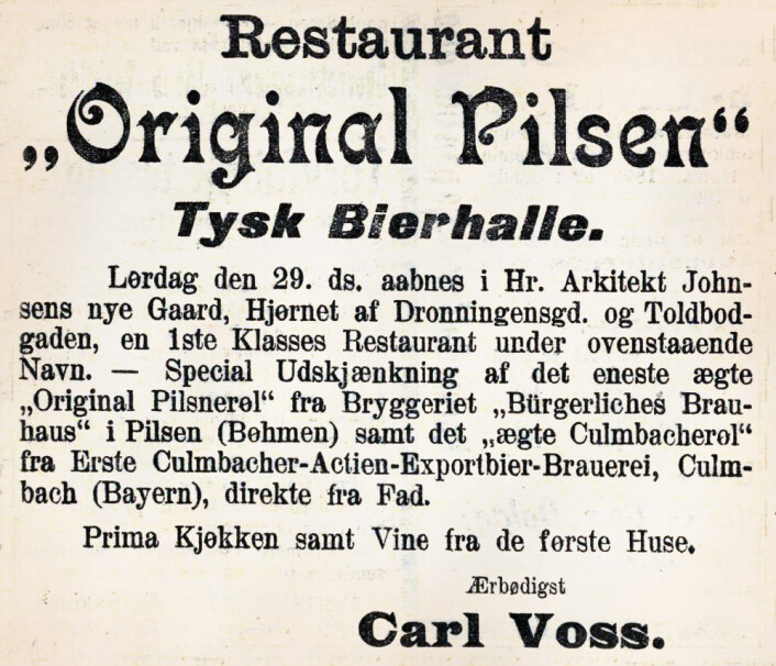 Original Pilsen åpner dørene. Dagbladet, 1898 Original Pilsen åpner dørene. Dagbladet, 1898