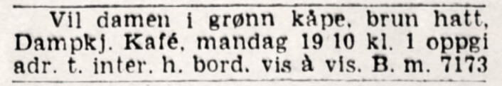 Romantikk på Christiania Dampkjøkken. Aftenposten, 1941 Romantikk på Christiania Dampkjøkken. Aftenposten, 1941