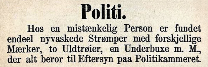Også utenfor Oslo slo politiet hardt ned på uregelmessigheter. Bergens Tidende, 1873 Også utenfor Oslo slo politiet hardt ned på uregelmessigheter. Bergens Tidende, 1873