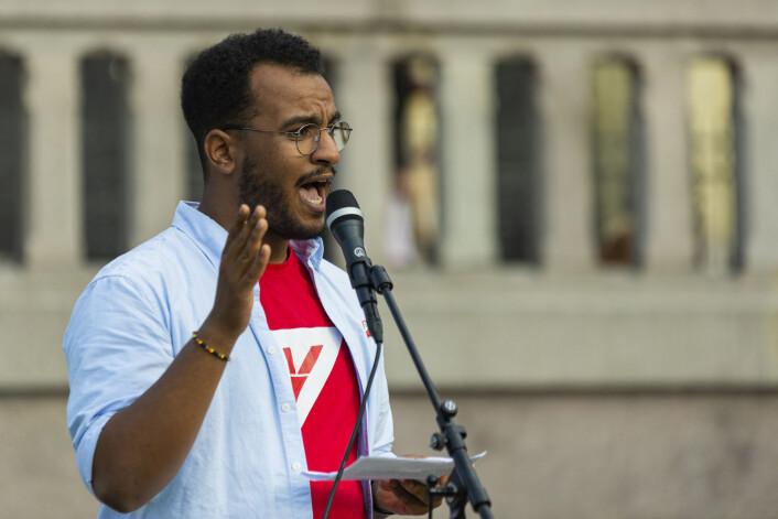 Omar Samy, fra Gamal Oslo SV var klar på at hvite og svarte må stå sammen. Foto: Morten Lauveng Jørgensen Omar Samy, fra Gamal Oslo SV var klar på at hvite og svarte må stå sammen. Foto: Morten Lauveng Jørgensen