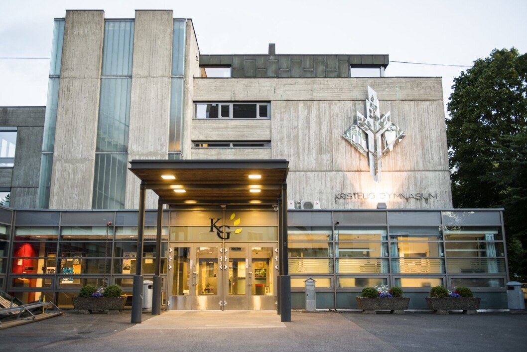 Artikkelforfatter og førstkandidat for KrF i Oslo, Espen Andreas Hasle, frykter for fremtiden til Kristelig Gymnasium (bildet) og en rekke andre friskoler under fortsatt rødgrønt styre i hovedstaden. Foto: Jon Olav Nesvold / NTB scanpix Artikkelforfatter og førstkandidat for KrF i Oslo, Espen Andreas Hasle, frykter for fremtiden til Kristelig Gymnasium (bildet) og en rekke andre friskoler under fortsatt rødgrønt styre i hovedstaden. Foto: Jon Olav Nesvold / NTB scanpix