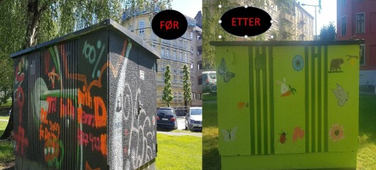 Klosterengas Venner fikk Gamlebyen barneskole og Jordal Ungdomsskole til å dekorere trafoboksene på Klosterenga