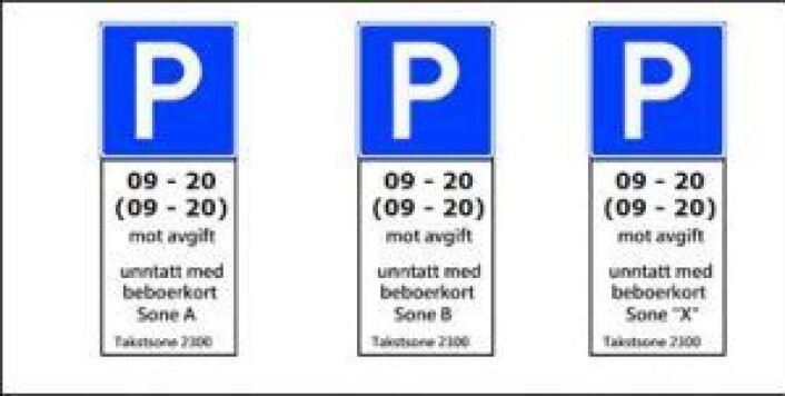 Slik ser de nye beboerparkeringsskiltene ut. Ordningen vil gjelde fra 09-20 på hverdager og fra 09-20 på lørdager. "Sone A" er Bydel Frogner, og disse skiltene dukker opp i bydelens gater veldig snart. Slik ser de nye beboerparkeringsskiltene ut. Ordningen vil gjelde fra 09-20 på hverdager og fra 09-20 på lørdager. "Sone A" er Bydel Frogner, og disse skiltene dukker opp i bydelens gater veldig snart.